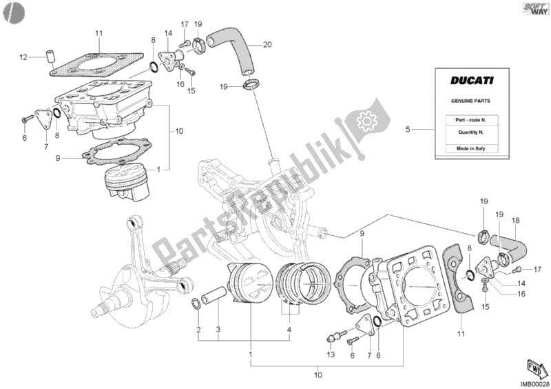 Toutes les pièces pour le Cylindre - Piston du Ducati Sport ST4 S ABS 996 2004